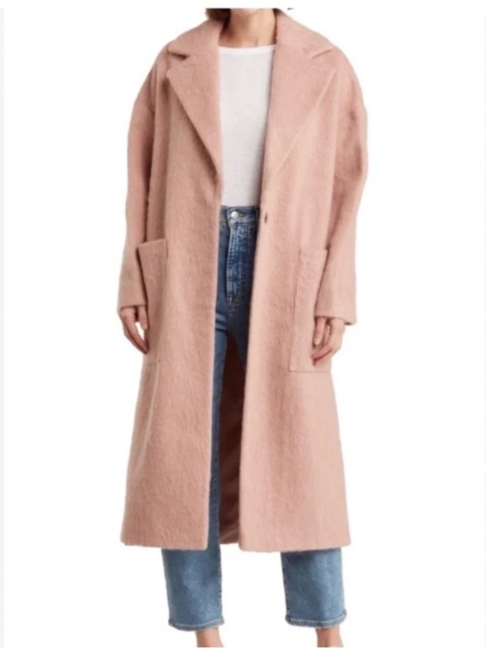 NWOT TOPSHOP OVERSIZED PINK FAUX FUR STATEMENT POLAR BEAR LONG COAT